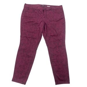 Blackheart Burgundy Skull Print Skinny Jeans Womens Plus Size 22 Gothic Punk